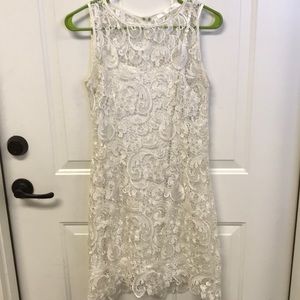 White Lace Dress M Slip Included